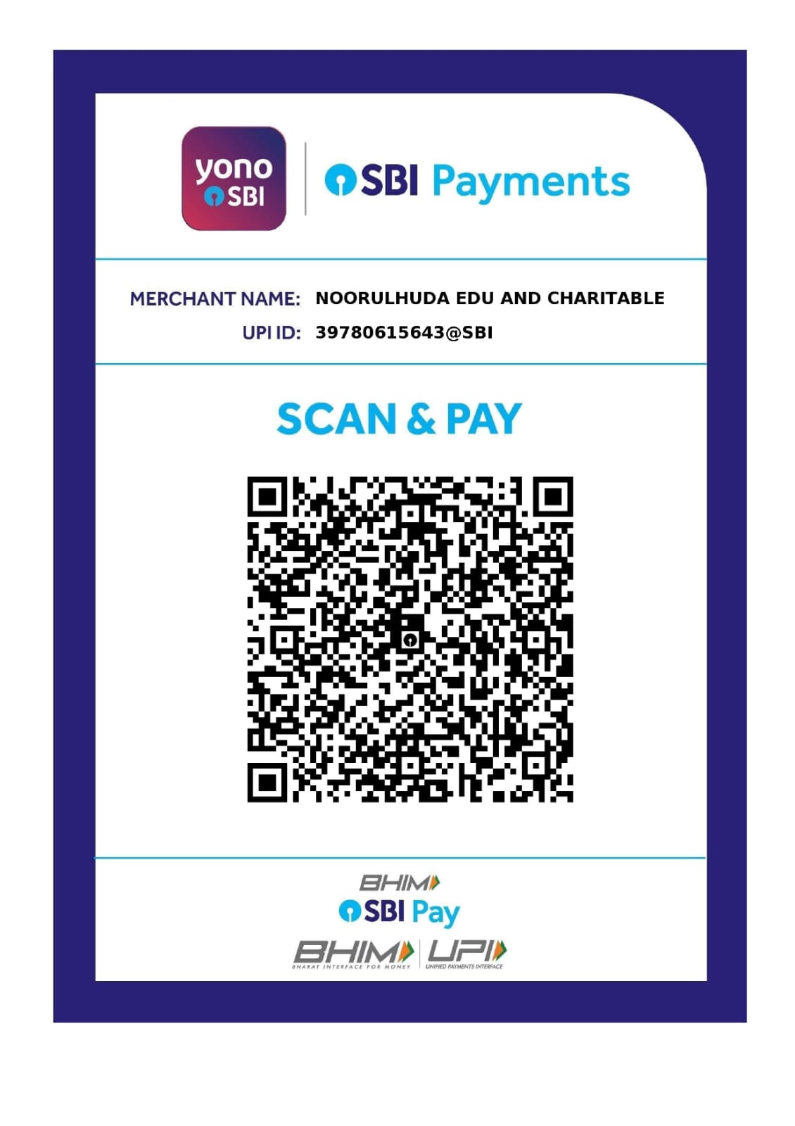 Noorulhuda Trust UPI QR Code